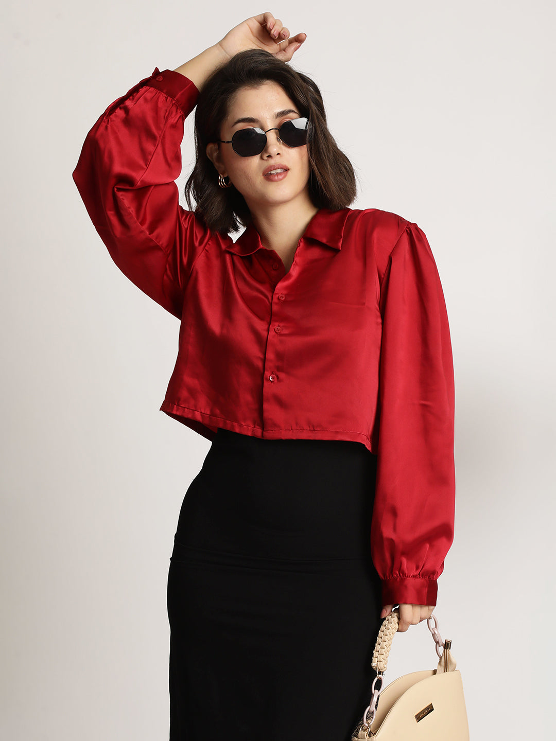 Women Cotton Shirt Style Satin Top