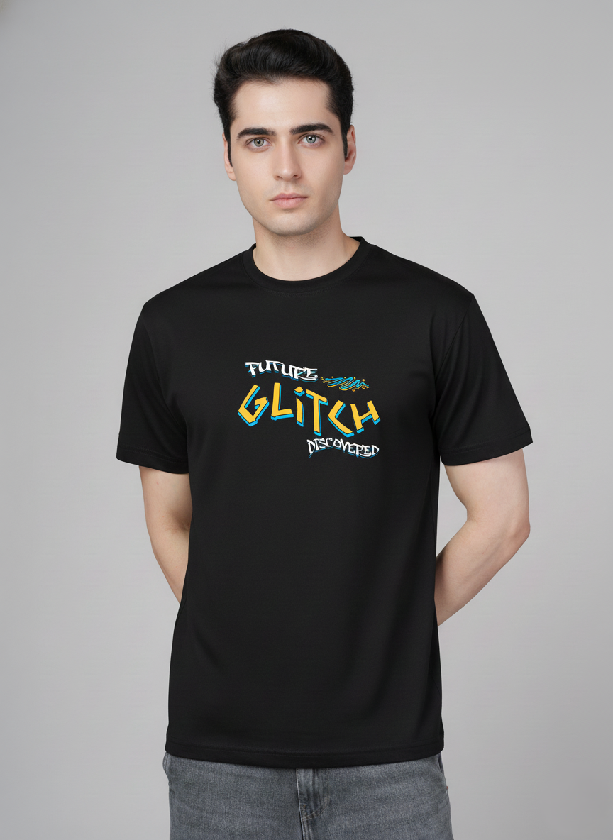 Men Cotton Black Printed Tshirt
