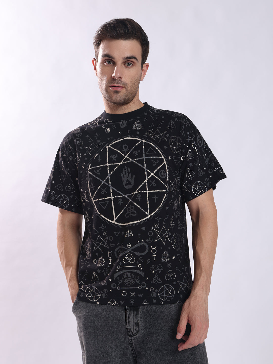 Men Black Cotton Oversized T-Shirt