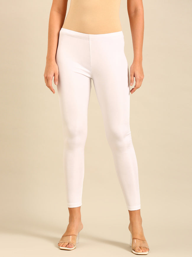 Women White Festive Leggings