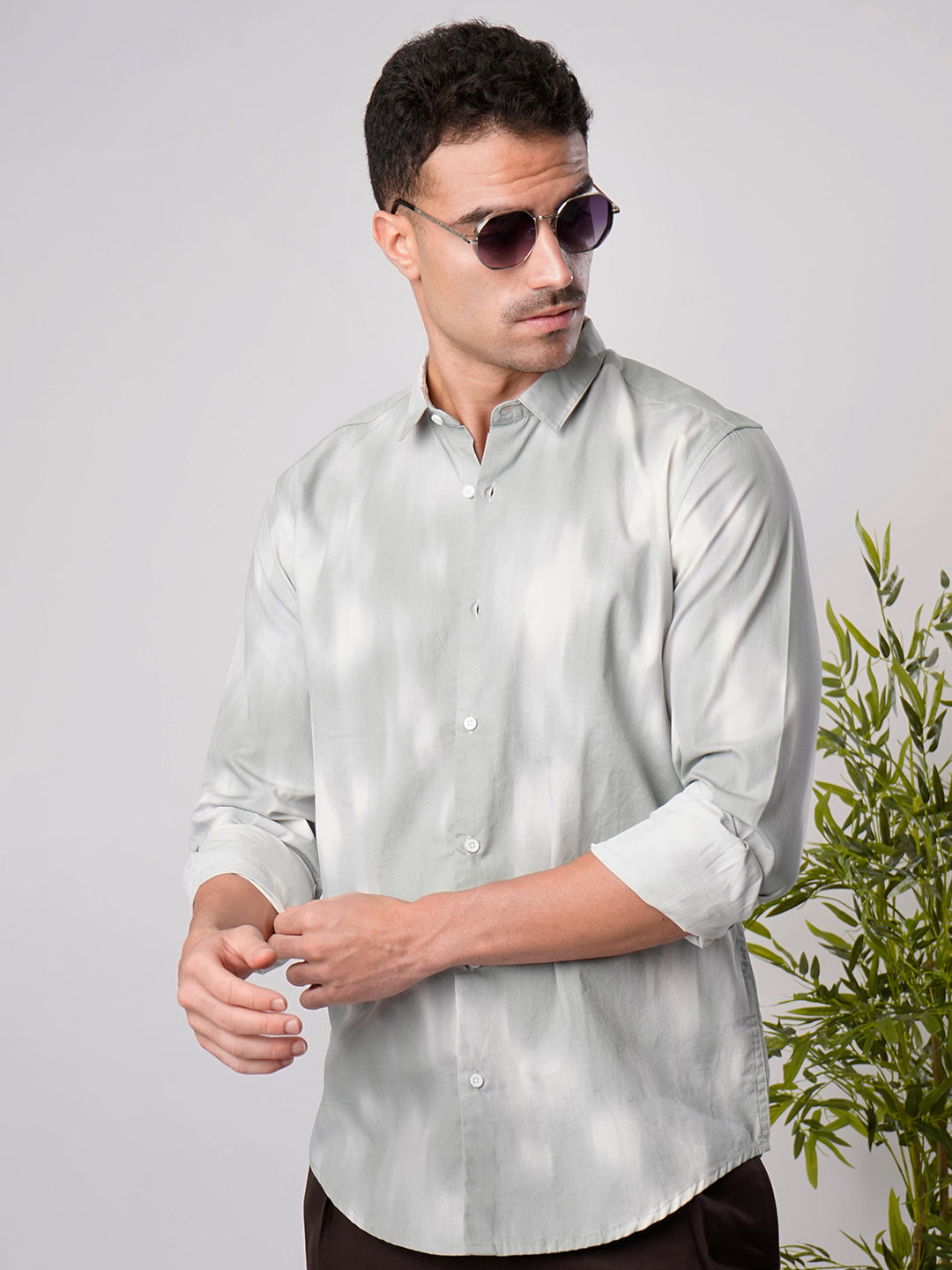 Men Green Abstract Printed Shirt