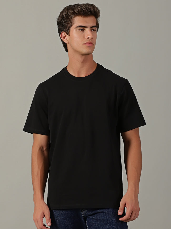 Men Black Basic T-Shirt