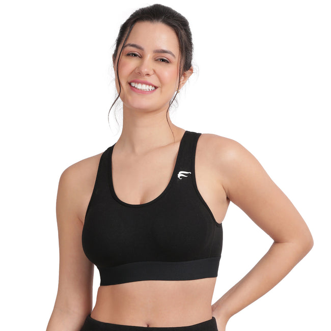 Non-padded Non-wired Full Coverage Removable Racer Back Sports Bra