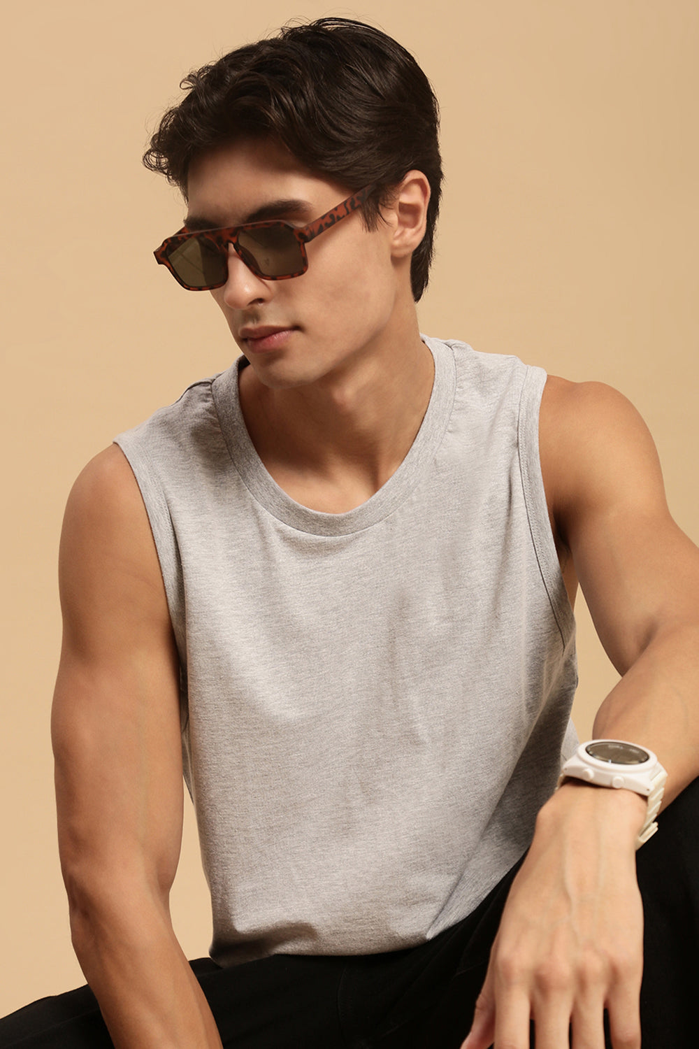 Men Grey Half Sleeve T-Shirt