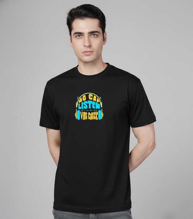 Men Cotton Black Printed Tshirt