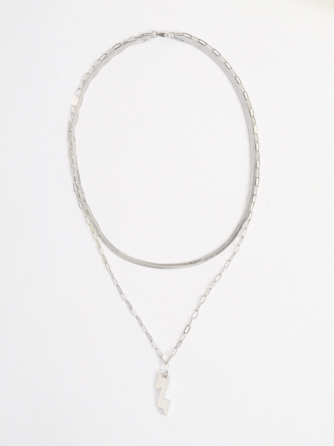 Men Lightning Bolt Pendant Chain With Lobster Closure