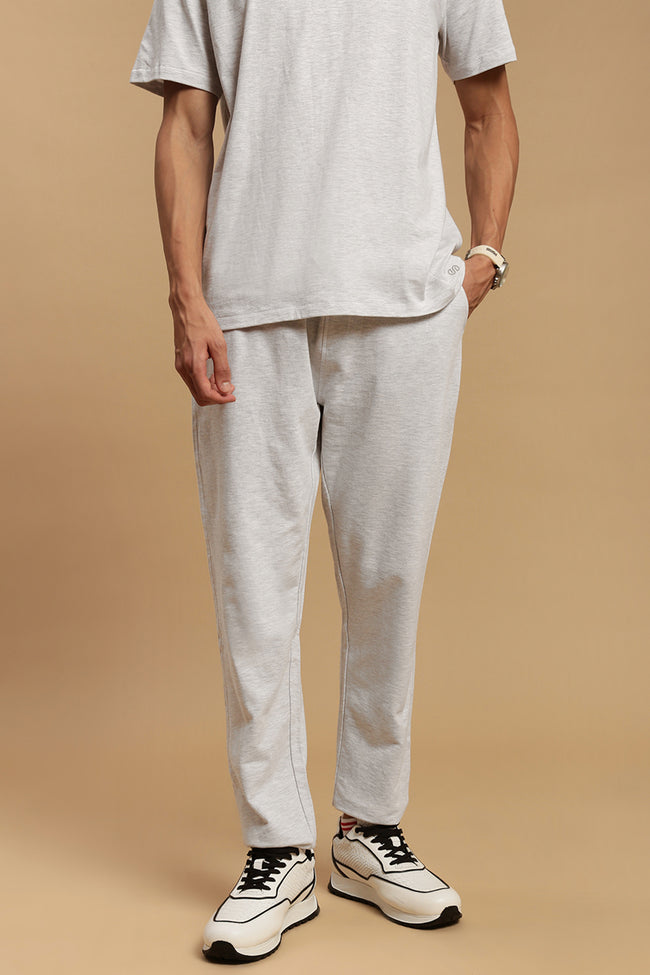 Men White French Terry Jogger
