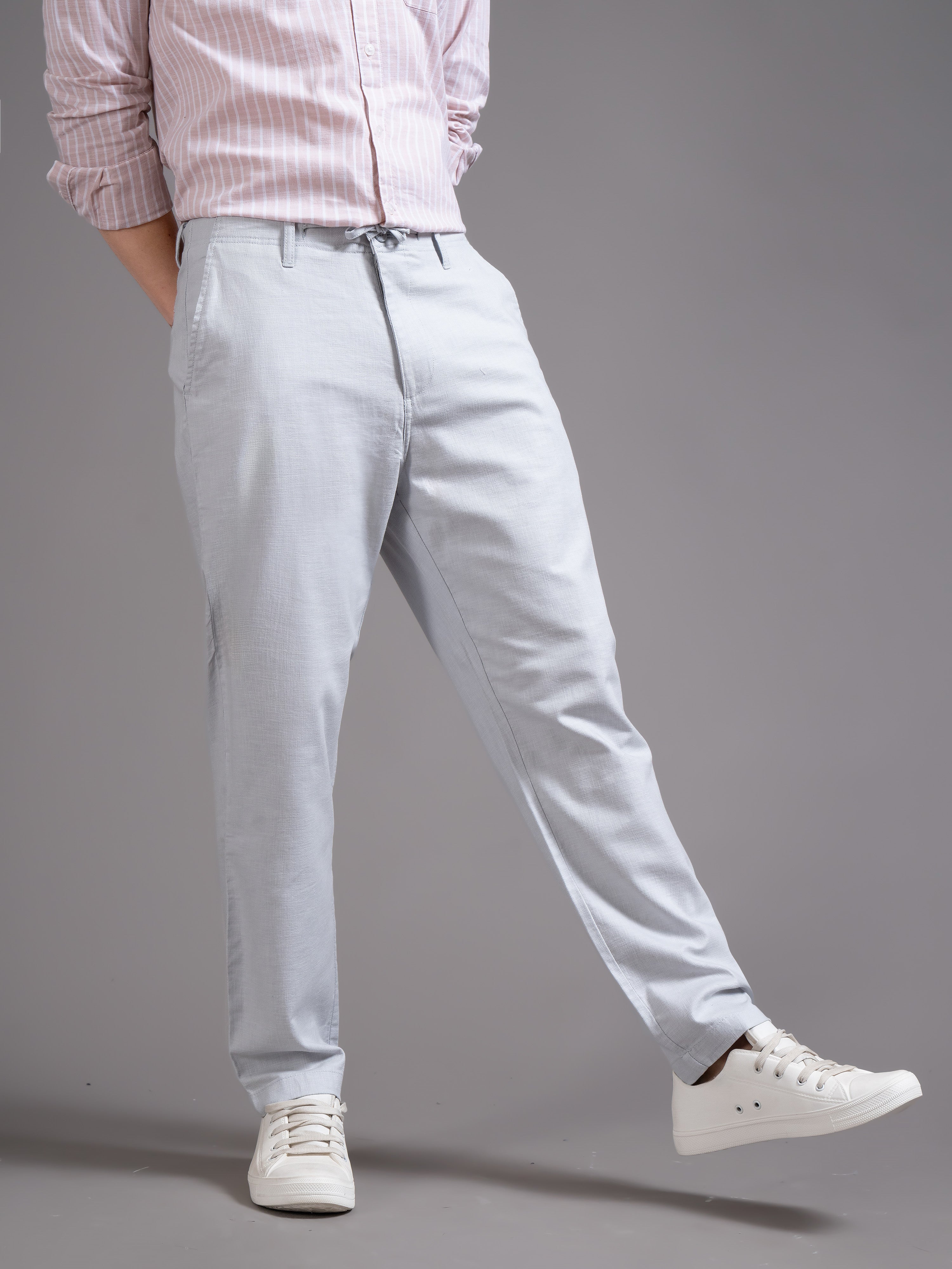 Men Blue DrawString  Regular Fit Chinos Trouser