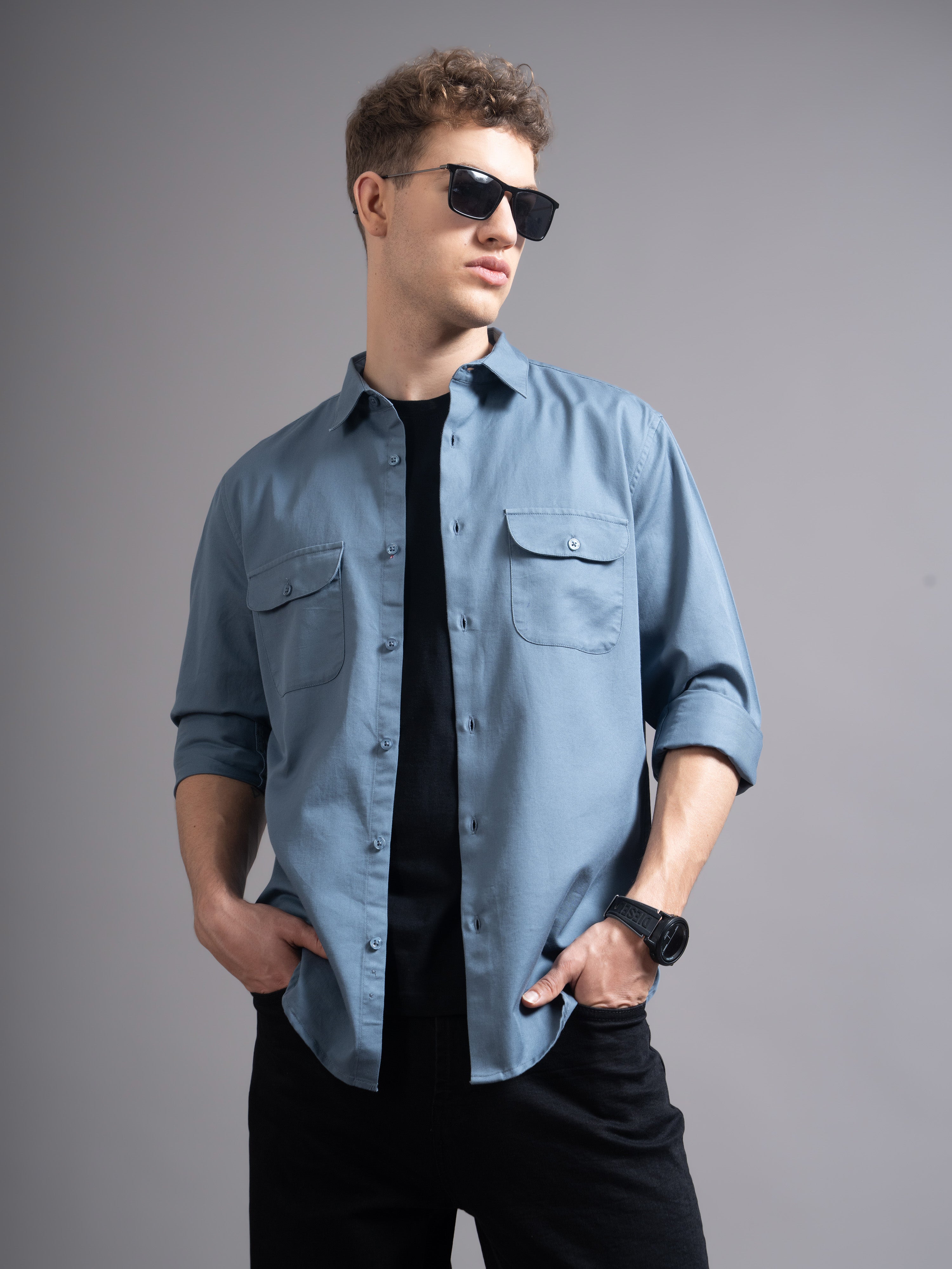 Men Grey Casual Shirt