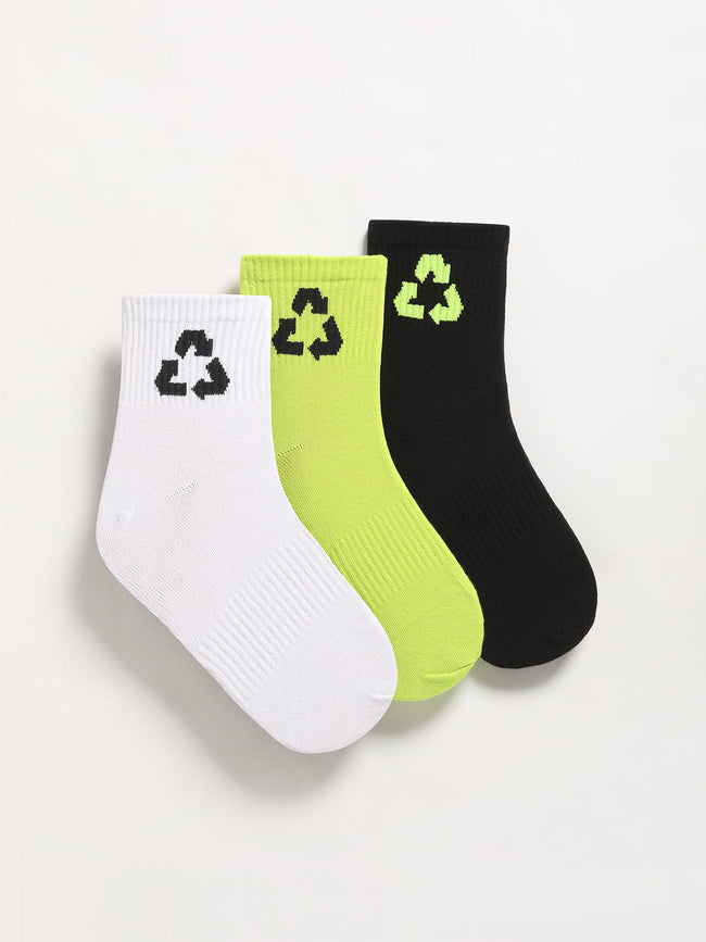 Men Pack of 3 Printed Above Ankle Length Socks