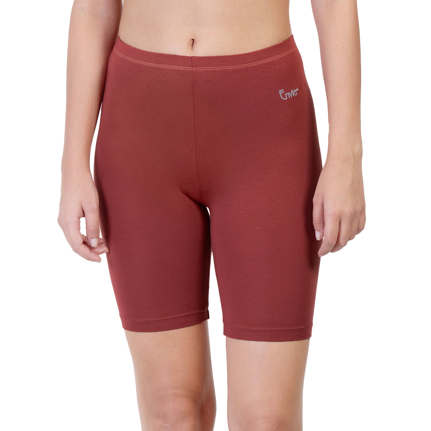 Women Maroon Thigh Length Cycling Shorts