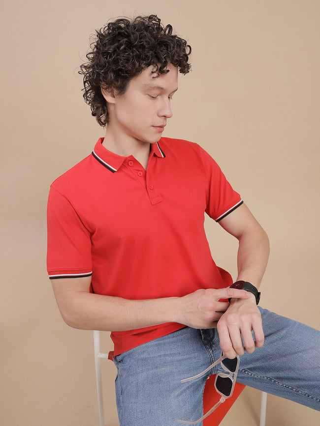 Men Red Slim Fit T-Shirt