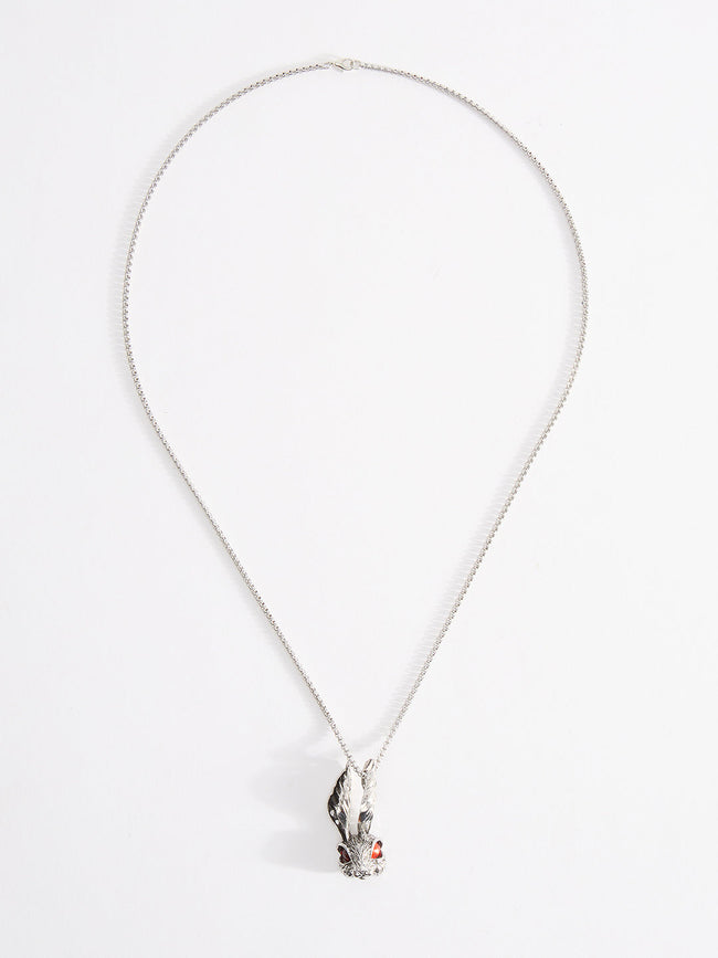 Men Red Eye Rabbit Head Pendent Chain With Lobster Closure