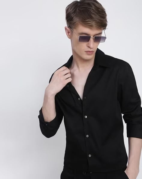 Men Black Slim Fit Shirt