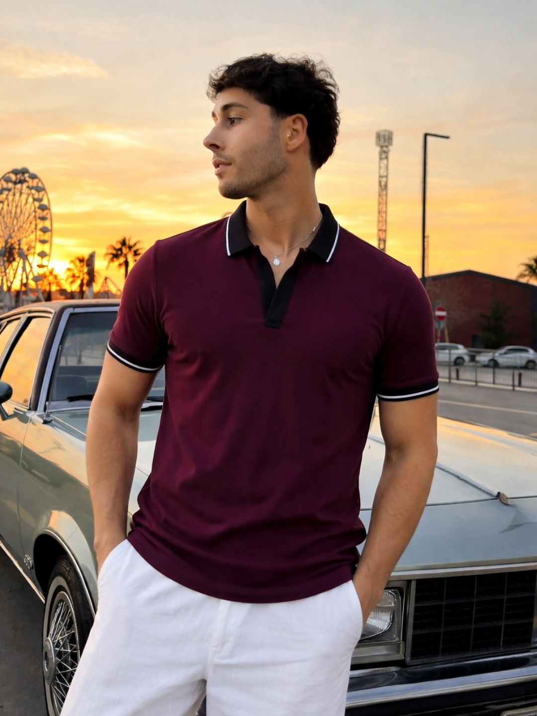 Men Cotton Polo Collar T-Shirt
