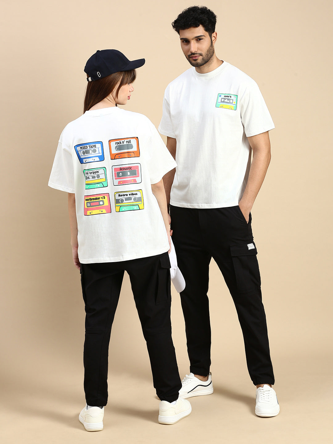 Unisex White Oversized Vintage T-shirt