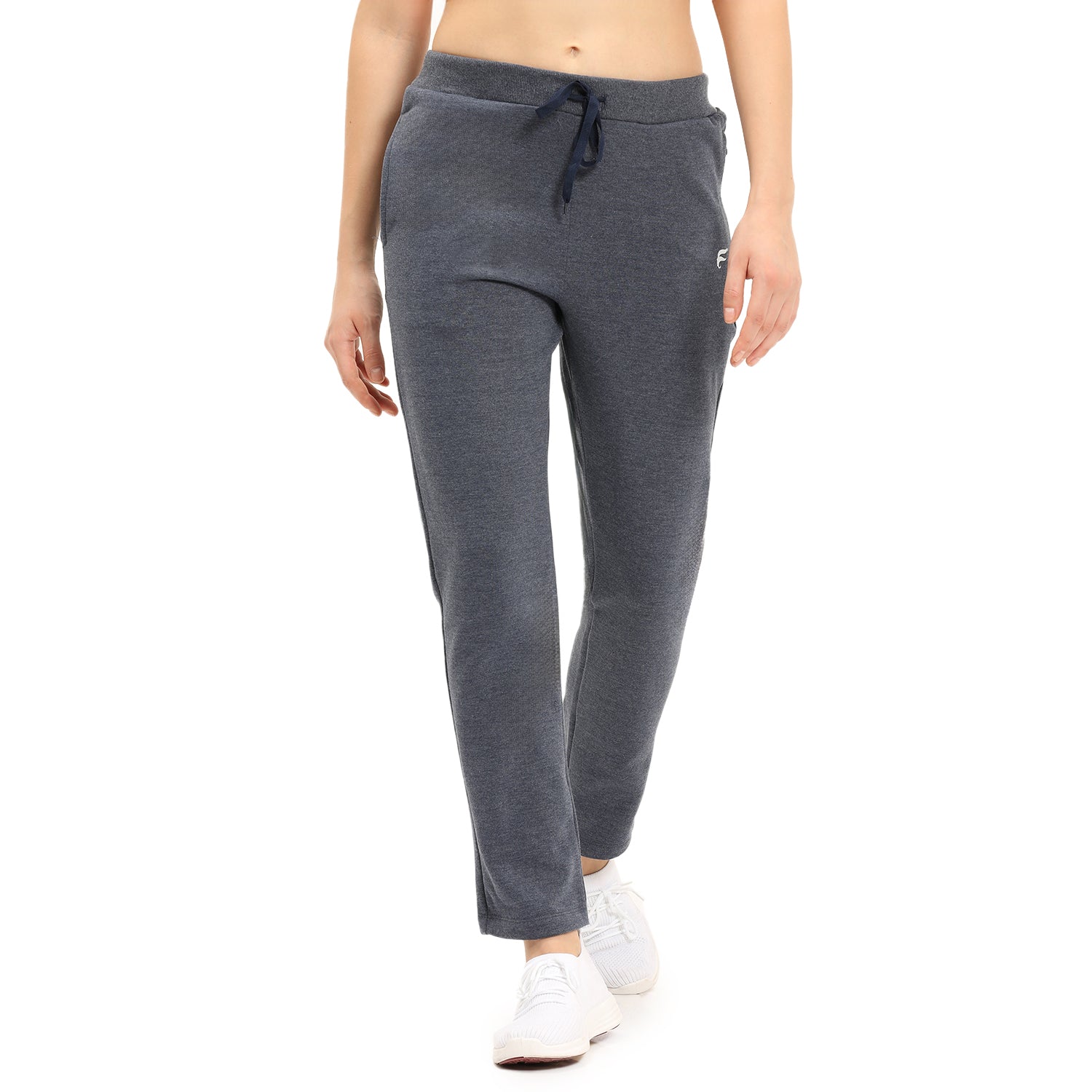 Women Blue Ankle Length Fleece Track Pant