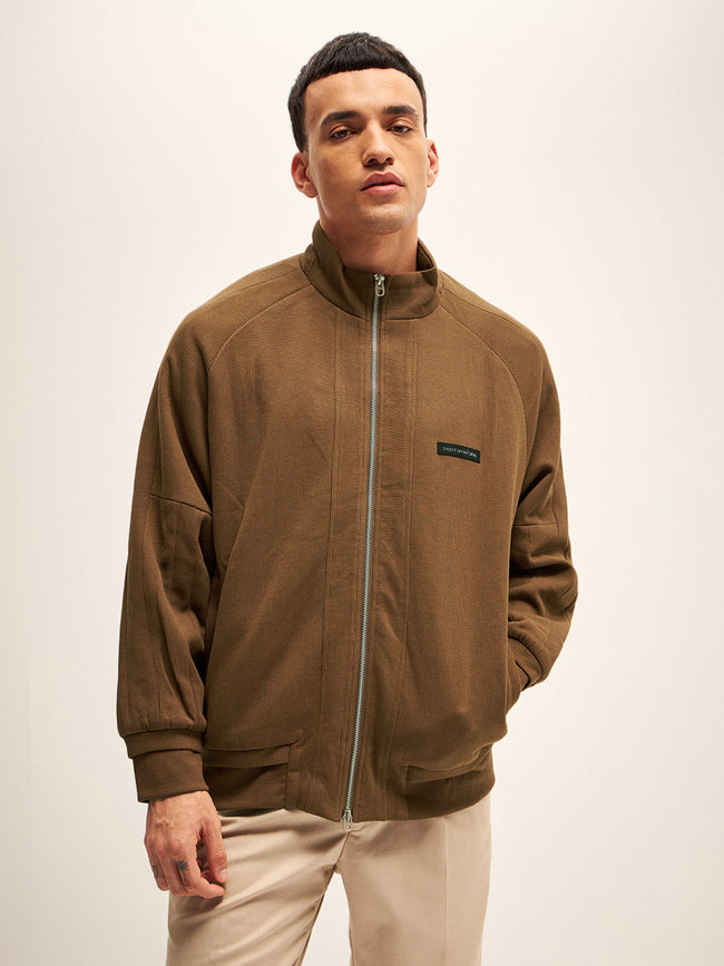 Men Brown Regular Fit Casual Jacket