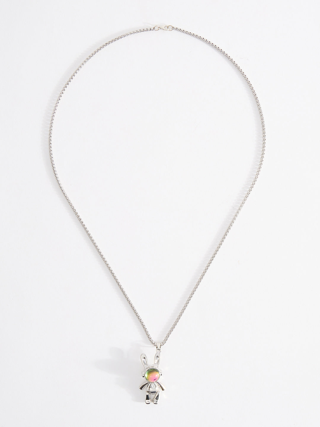 Men Space Bunny Rabbit Astronaut Pendant Chain With Lobster Closure