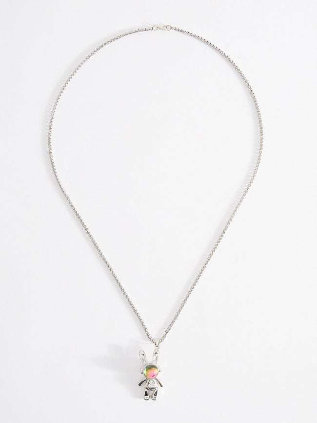 Men Space Bunny Rabbit Astronaut Pendant Chain With Lobster Closure