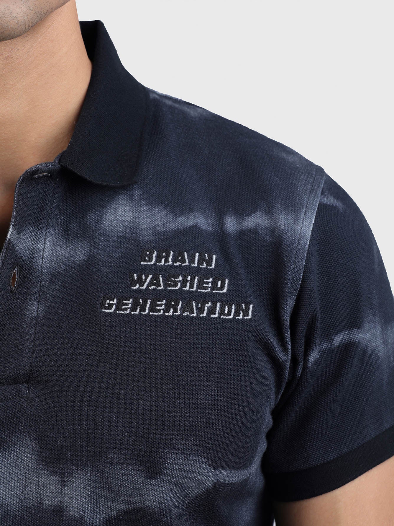 Men Embroidered Tie Dye Polo