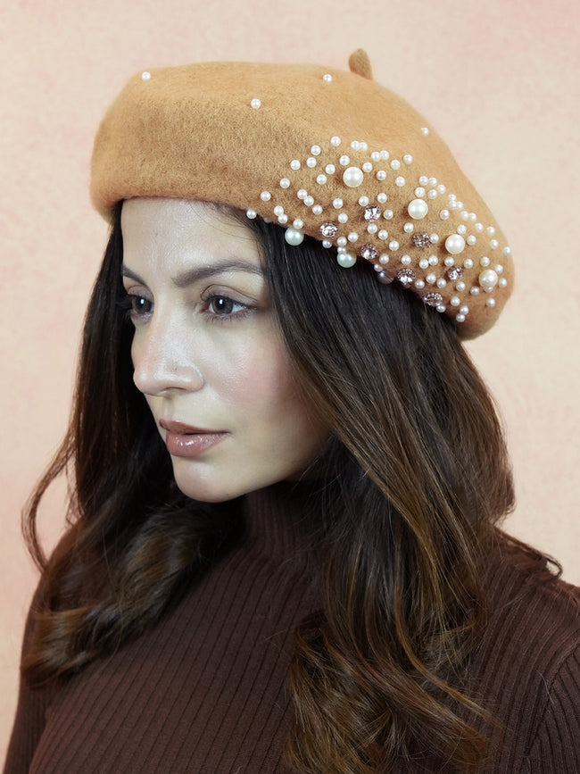 Beret with Pearls & Crystals