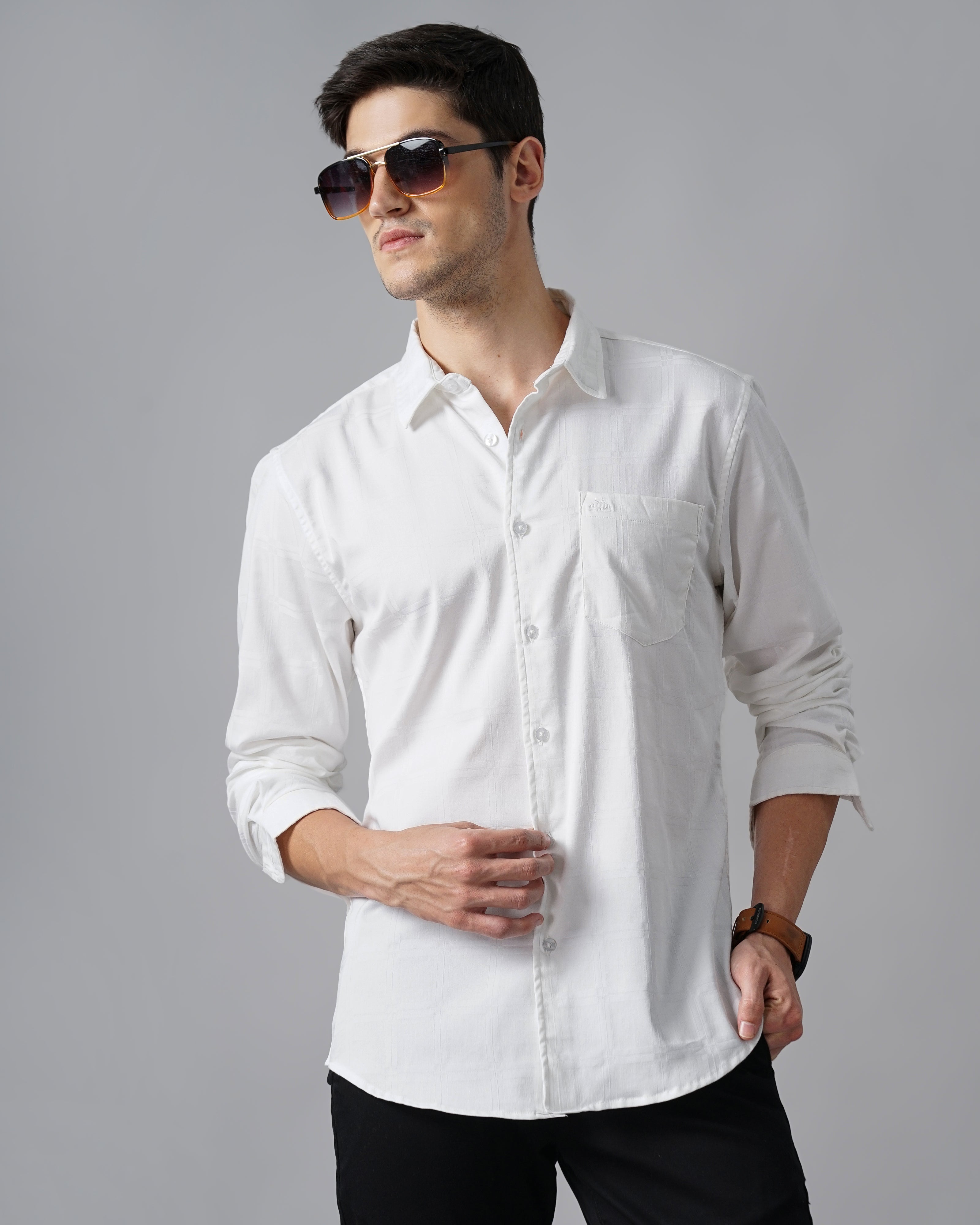Men White Slim Fit Shirt