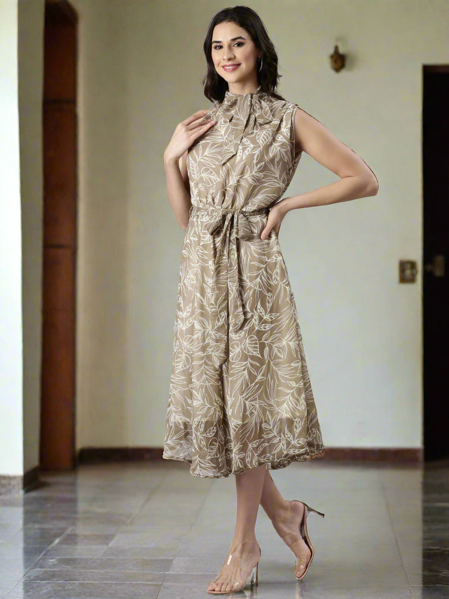 Women Floral Woven Midi Chiffon Dress