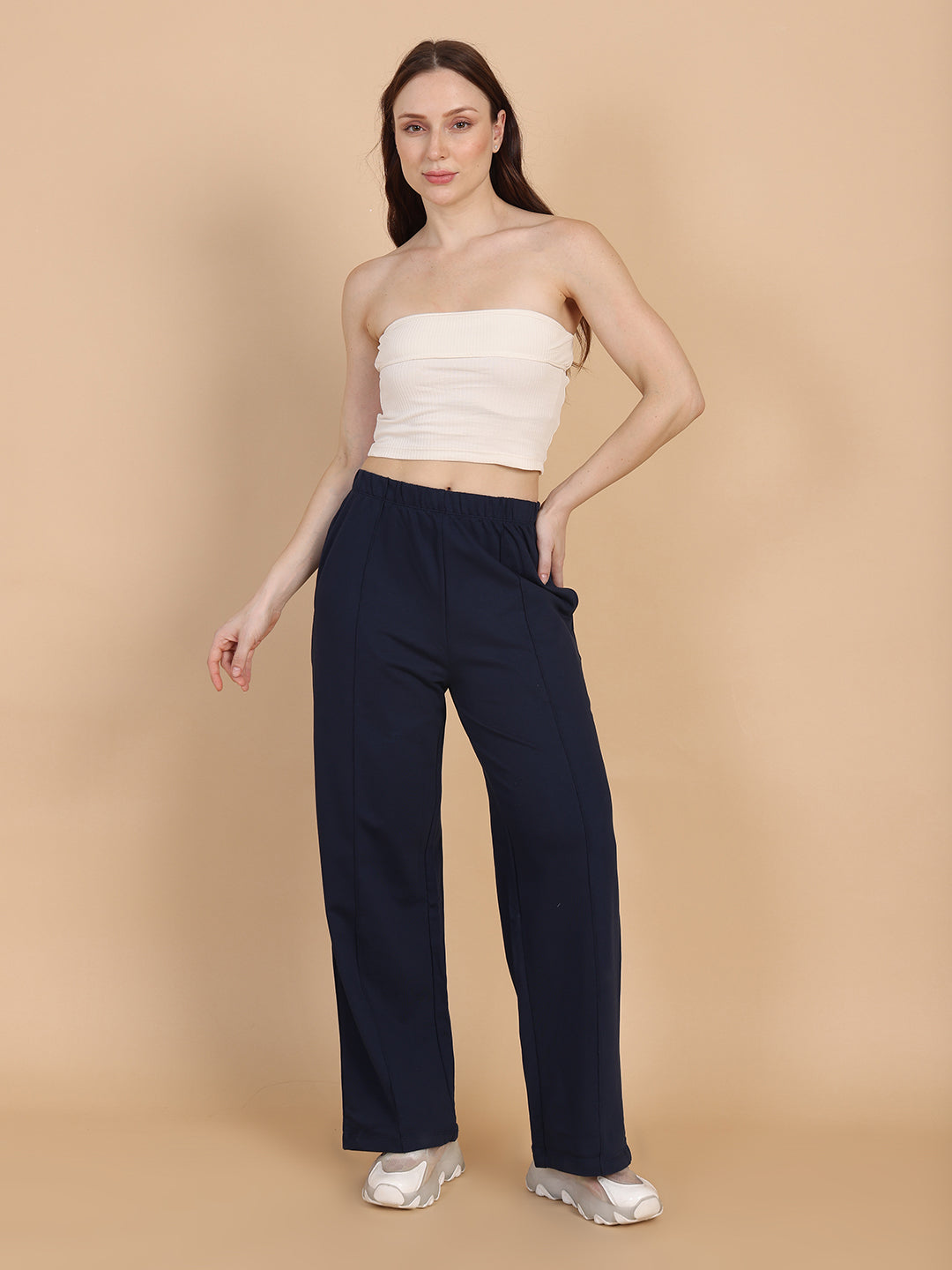 Women Off White Over Fold Tube Top