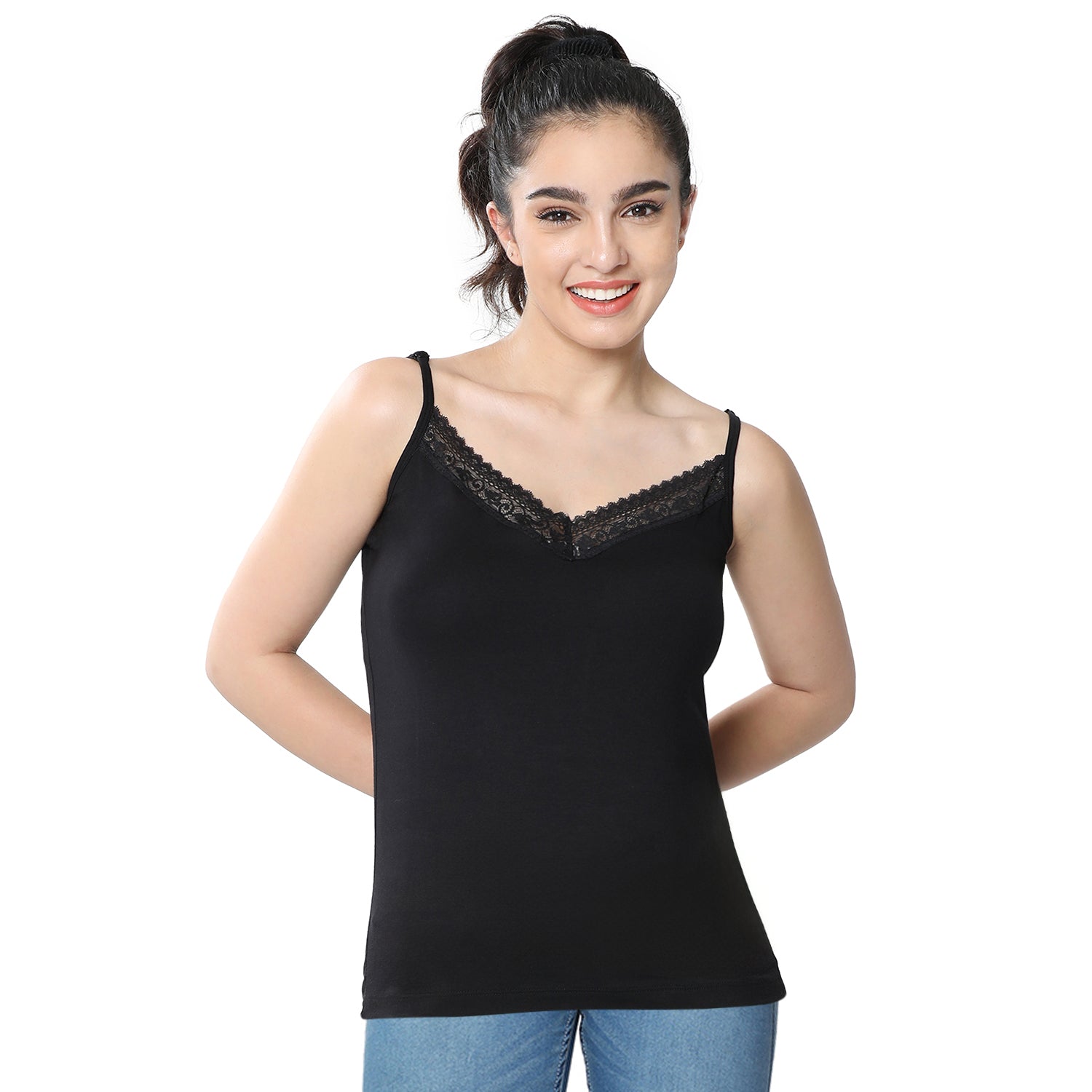 Regular Fit V-Neck Short Length Lace Camisole