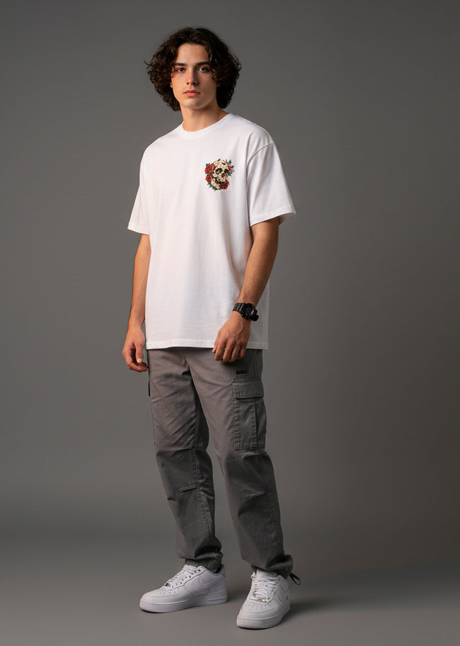 Men White Graphic Cotton Oversized T-Shirt