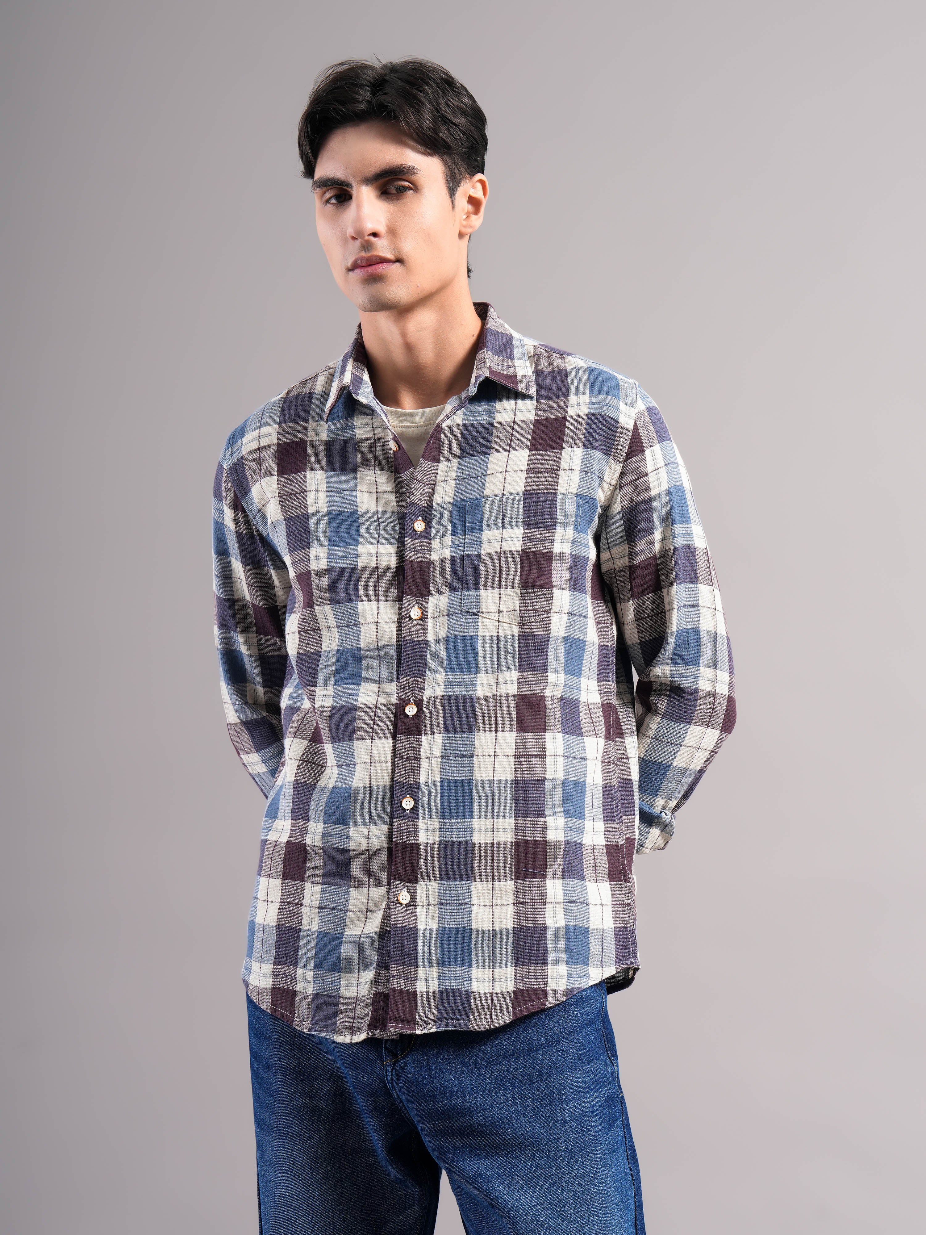 Men Cotton Checked Shirts