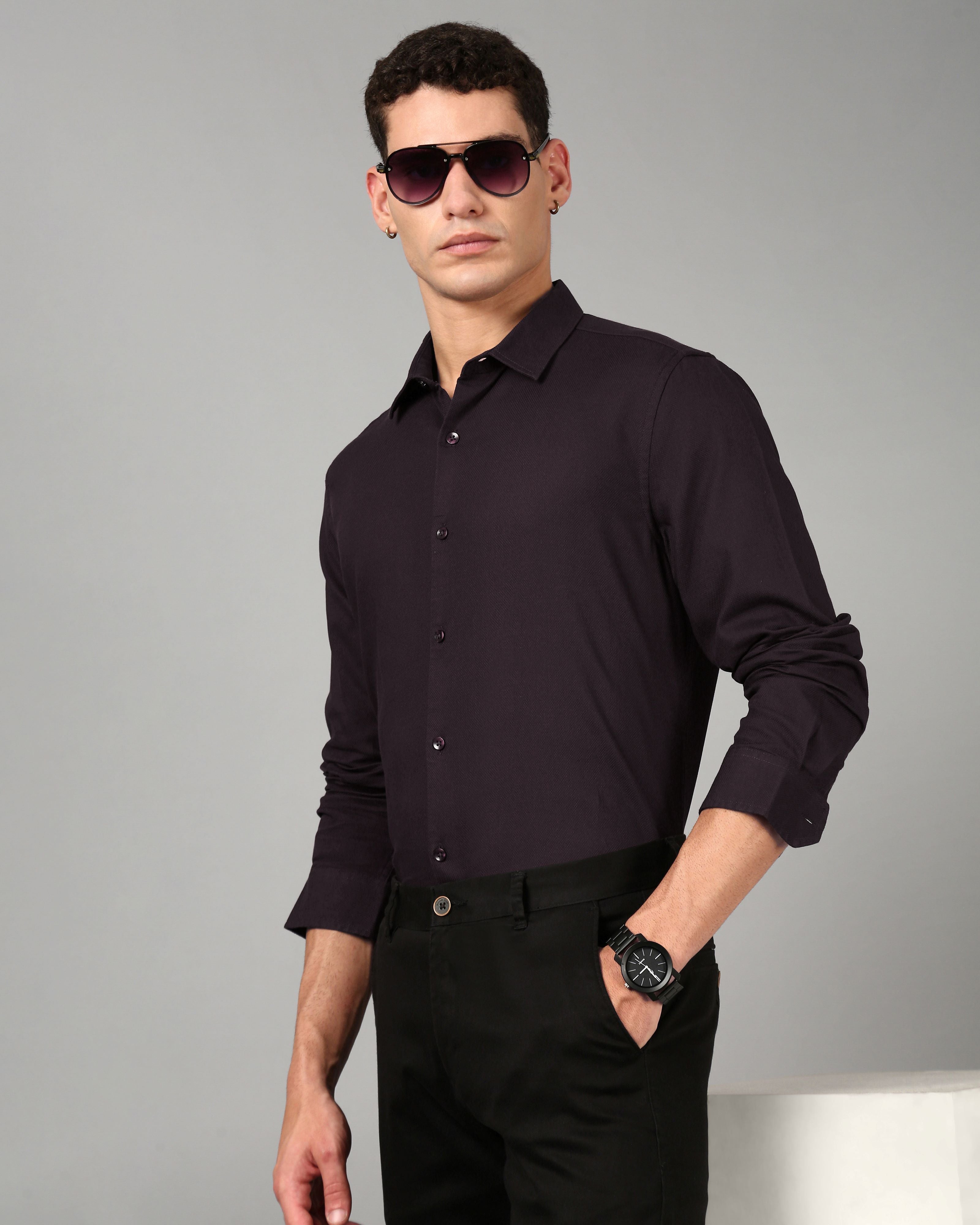 Men Wine Casual Shirt