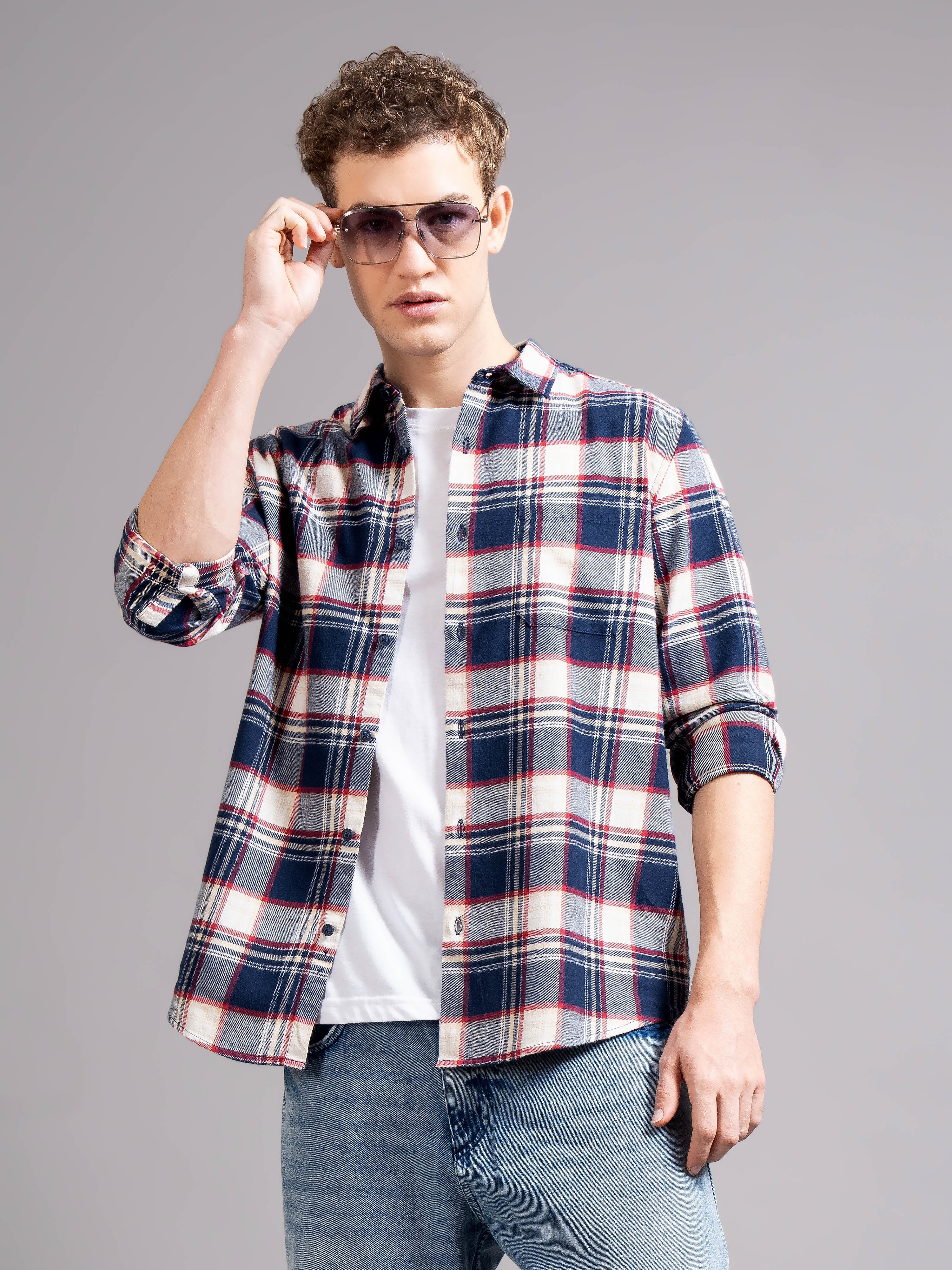 Men Multi Flannel Checked Shirt