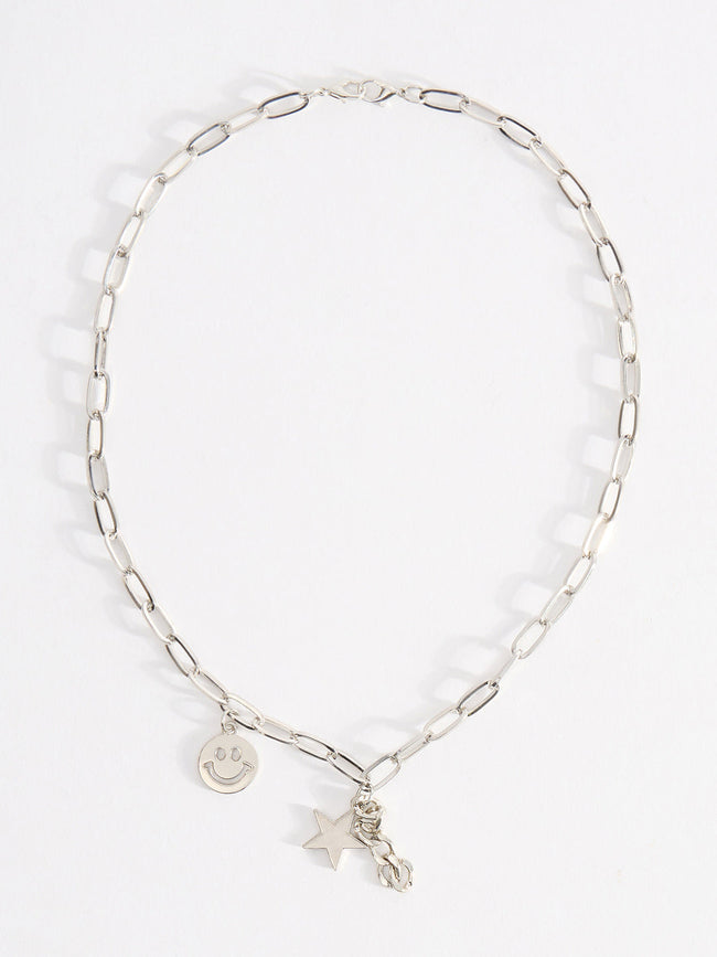 Men Smiley Star Pendant Chain With Lobster Closure