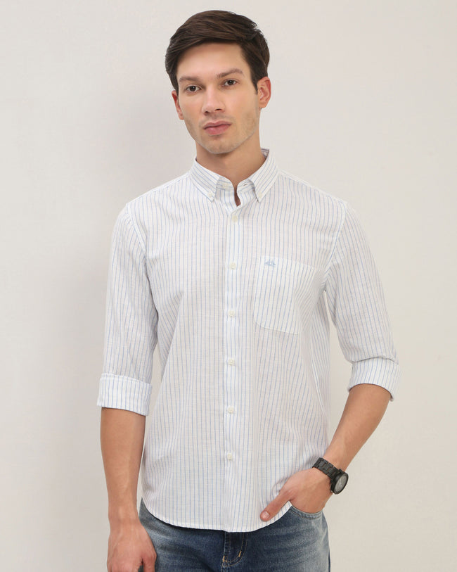 Men White Striped Shirt