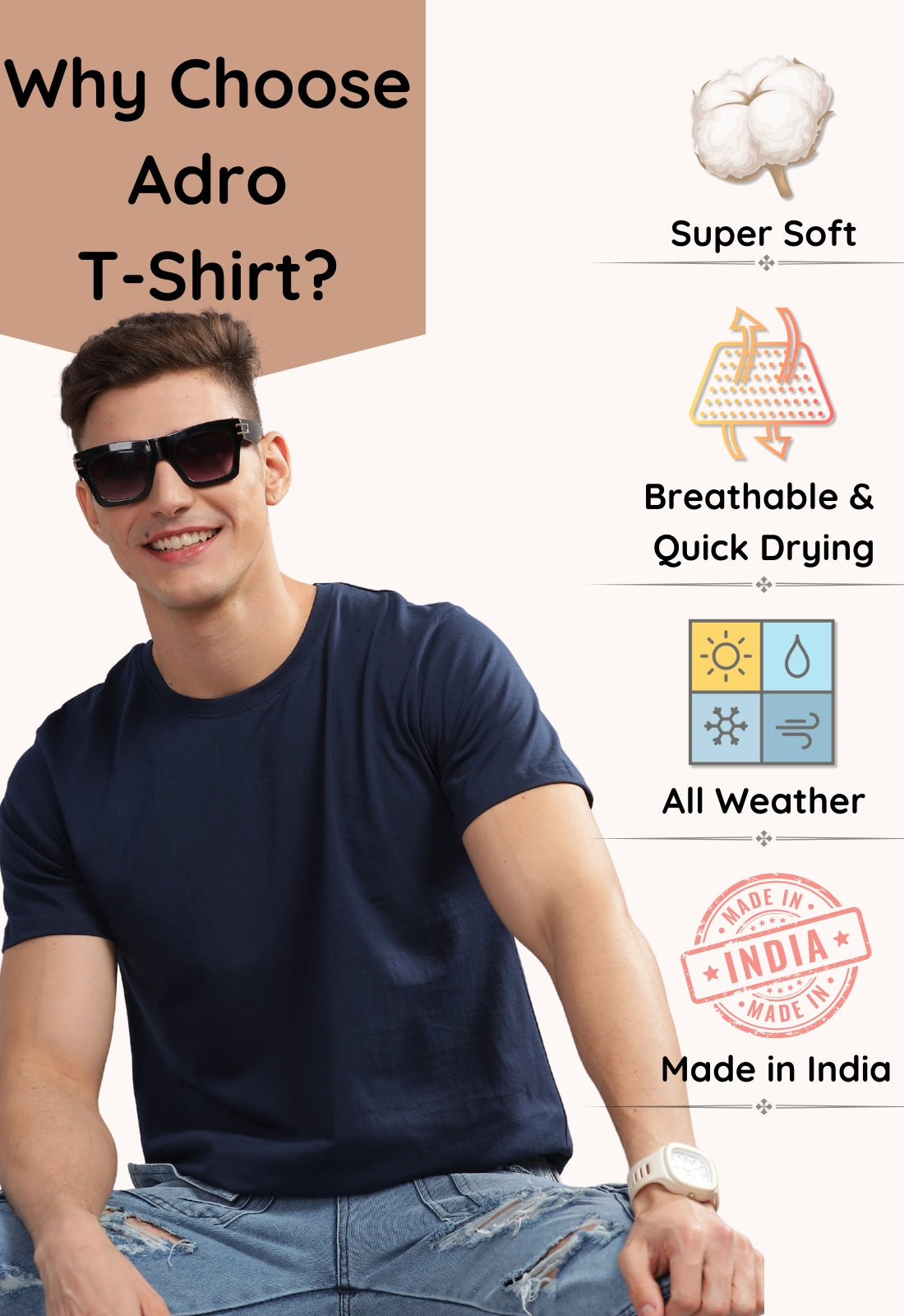 Men Red Round Neck T Shirt