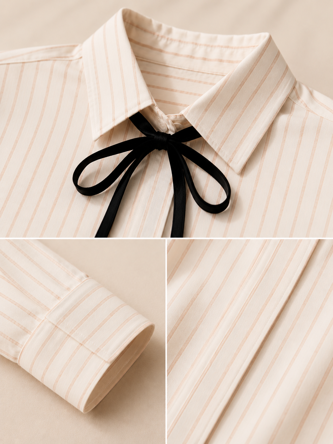 Women Pink Cotton Shirt With Neck Tie Ribbon