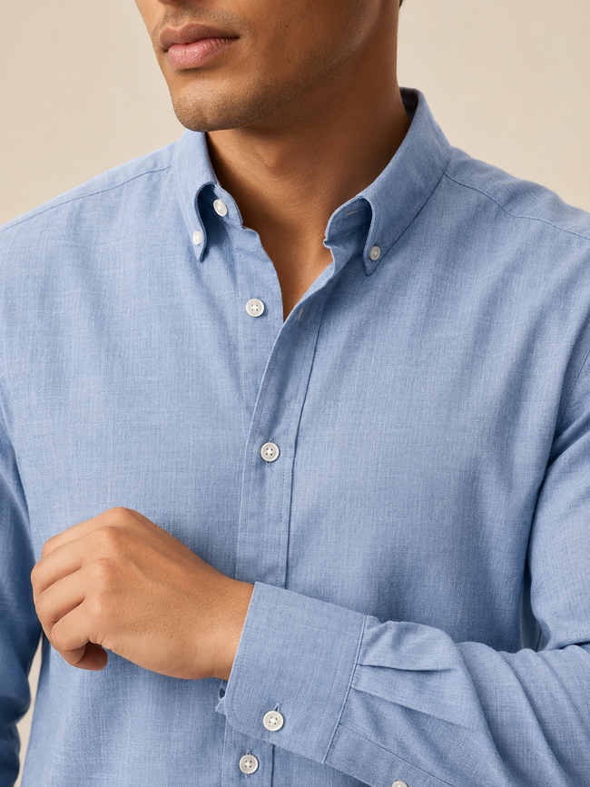 Men Blue Minimalist Textured Shirt