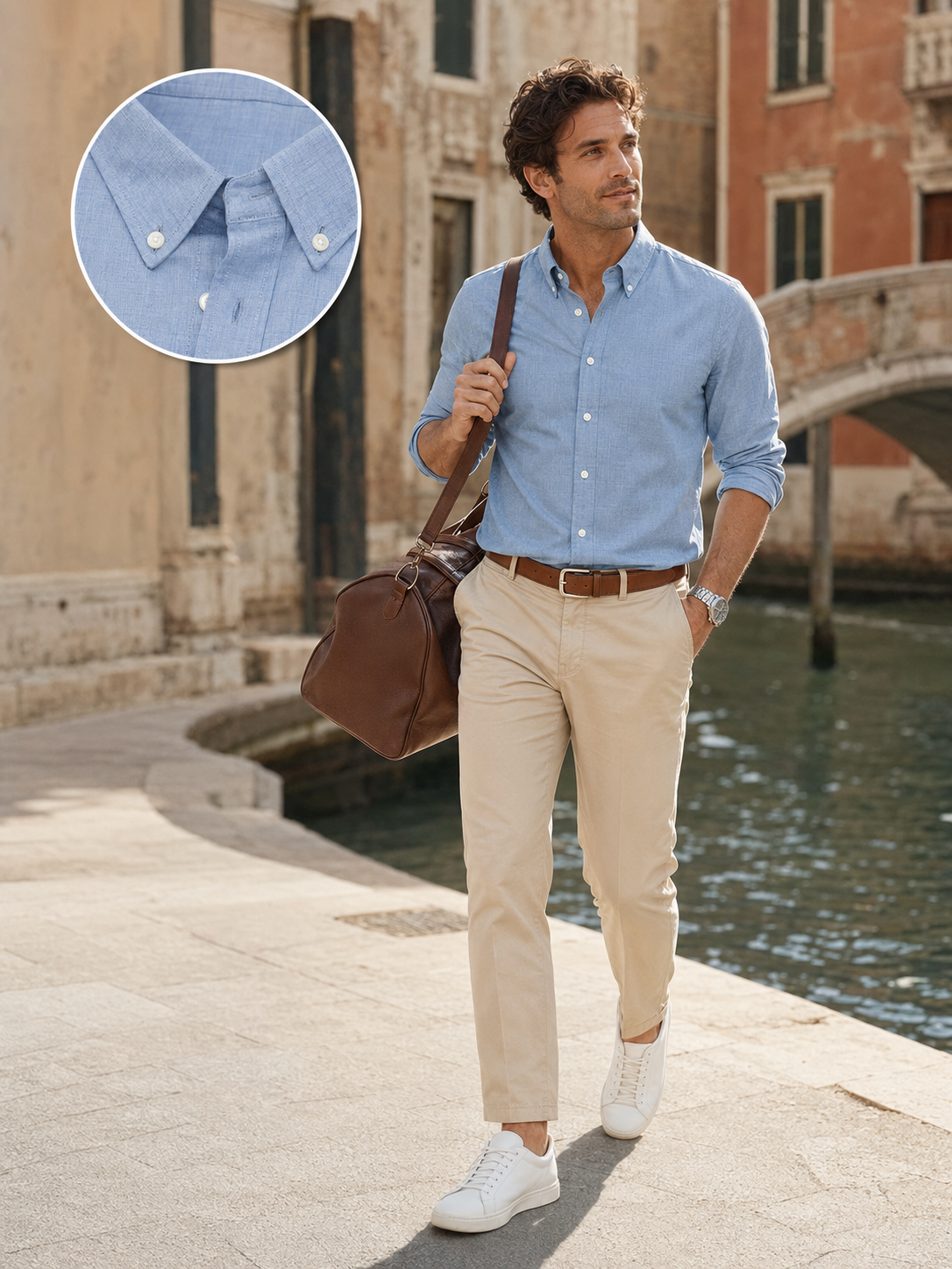 Men Blue Minimalist Textured Shirt