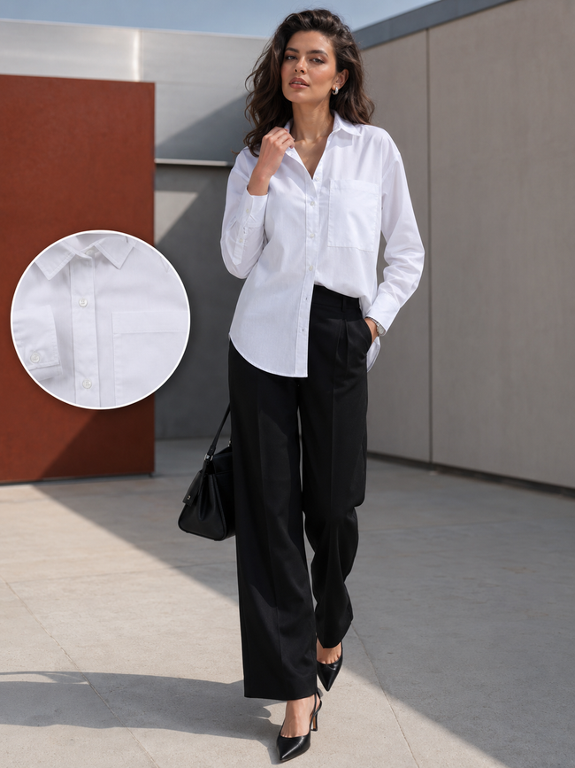 Women White Classic Button Shirt