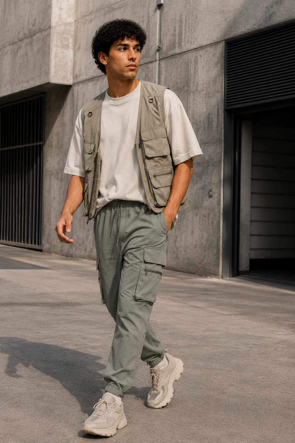 Men Olive Utility Cargo Joggers