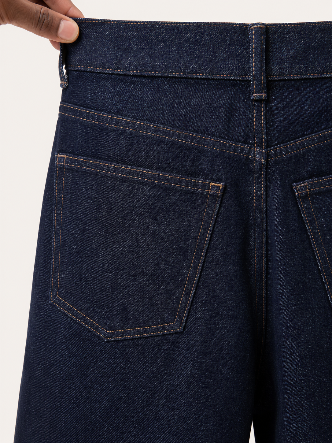 Men Navy Washed Denim Shorts