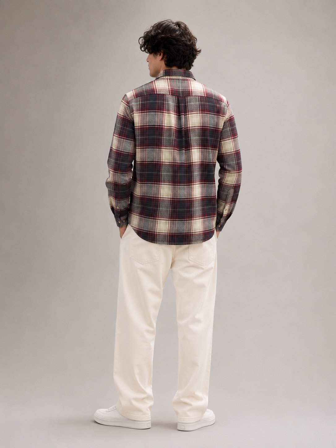Men Multi Plaid Checked Long Sleeve Casual Shirt