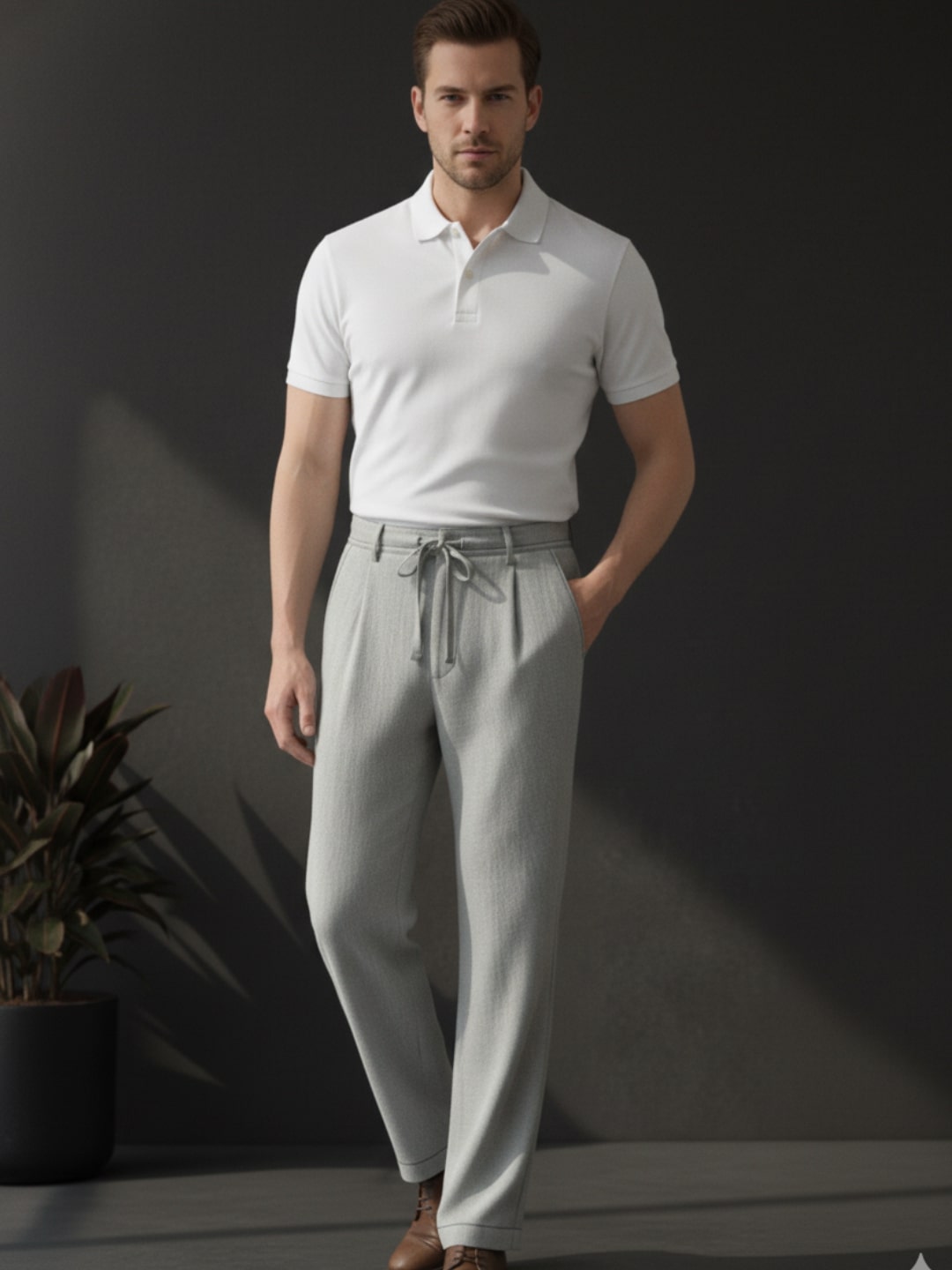 Men Grey Korean Pant