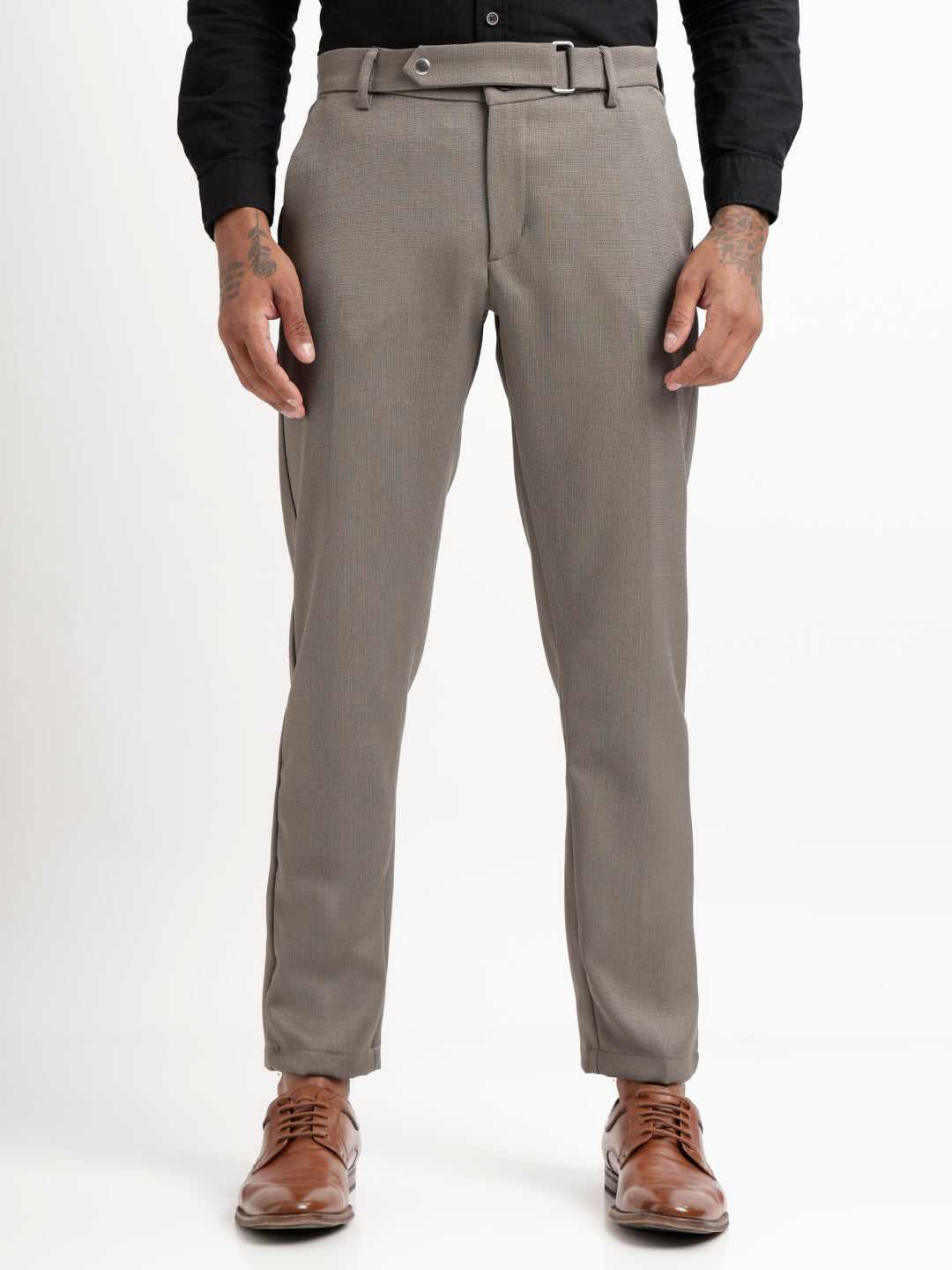 Men Textured  Slim Fit Trousers