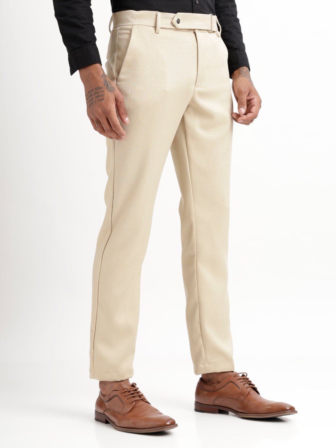 Men Textured  Slim Fit Trousers