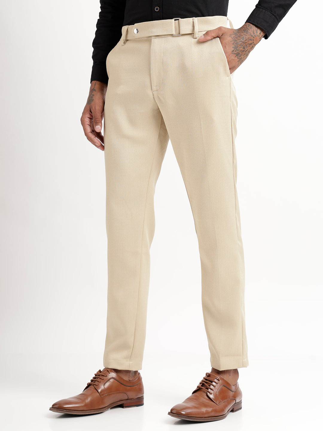Men Textured  Slim Fit Trousers