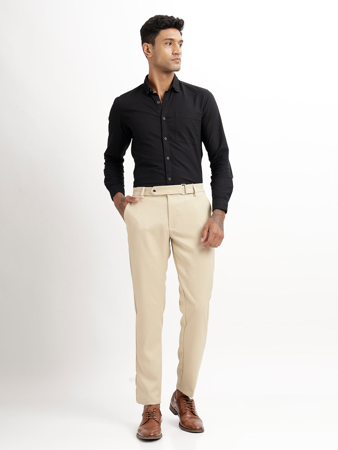 Men Textured  Slim Fit Trousers