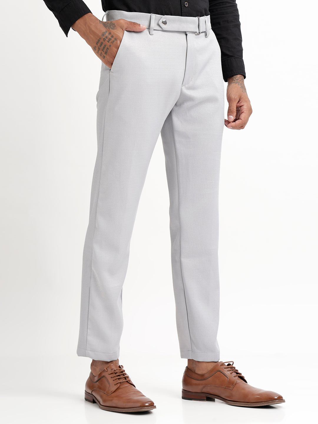 Men Textured  Slim Fit Trousers